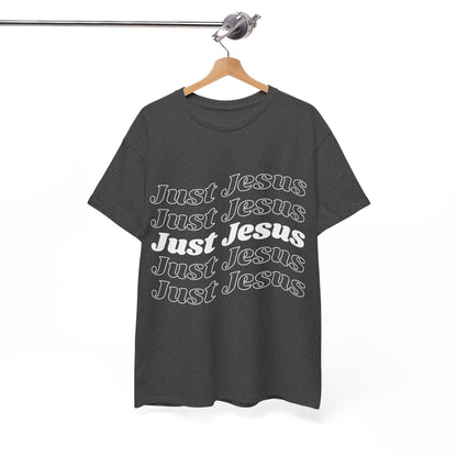Just Jesus Unisex Heavy Cotton Tee; Christian gift, Witnessing, Faith gift