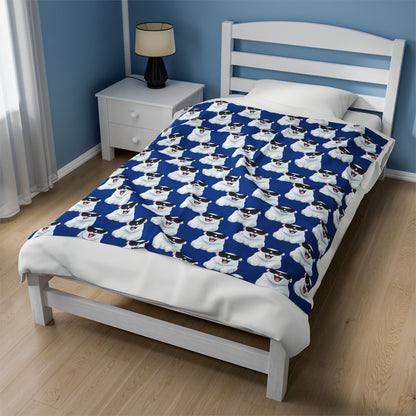 Polar Bear Velveteen Plush Blanket - Dark blue