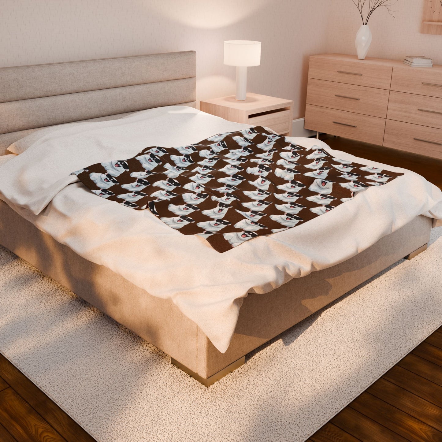 Polar Bear Velveteen Plush Blanket - Brown