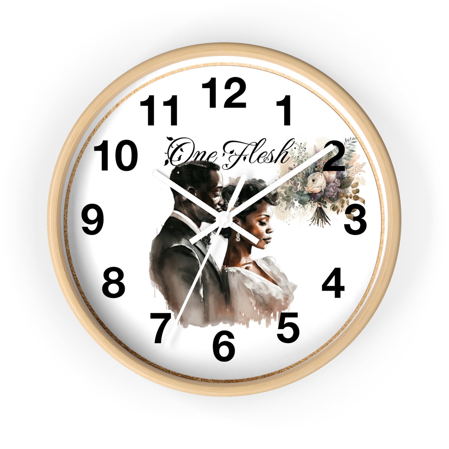 One Flesh Wall Clock, Christian, housewarming, afroamerican, new couple, wedding