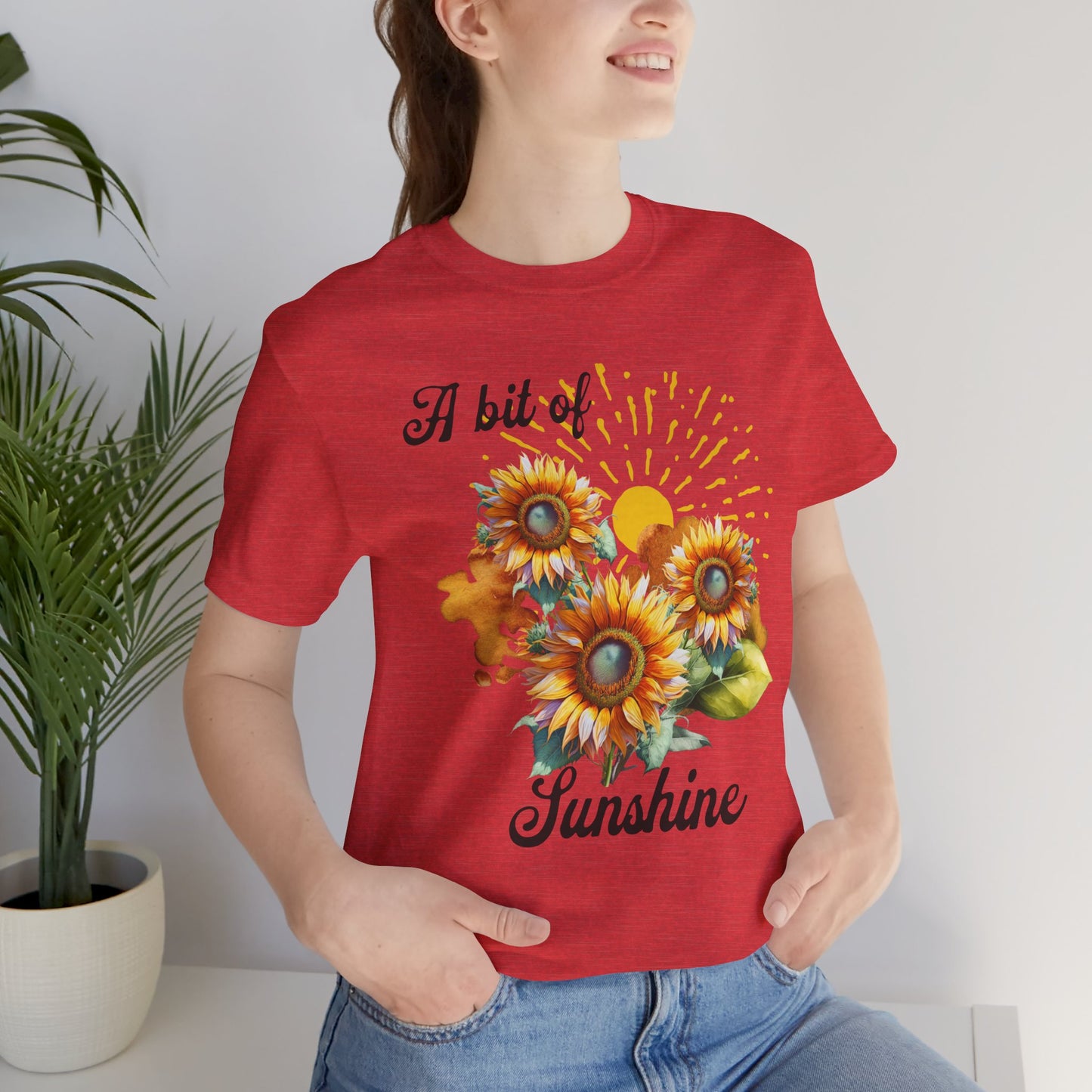A Bit Of Sunshine Sunflower T-shirt, Bella + Canvas, spring, summer