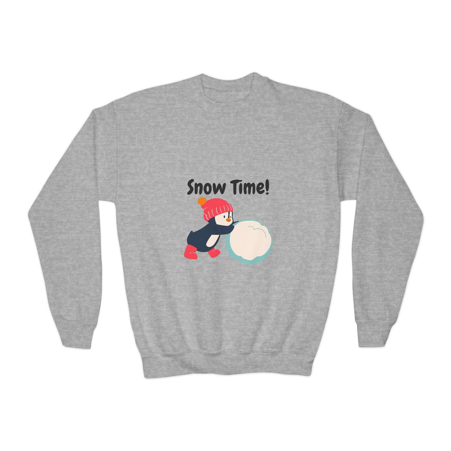 Snow Time Youth Crewneck Sweatshirt, penquin, Christmas