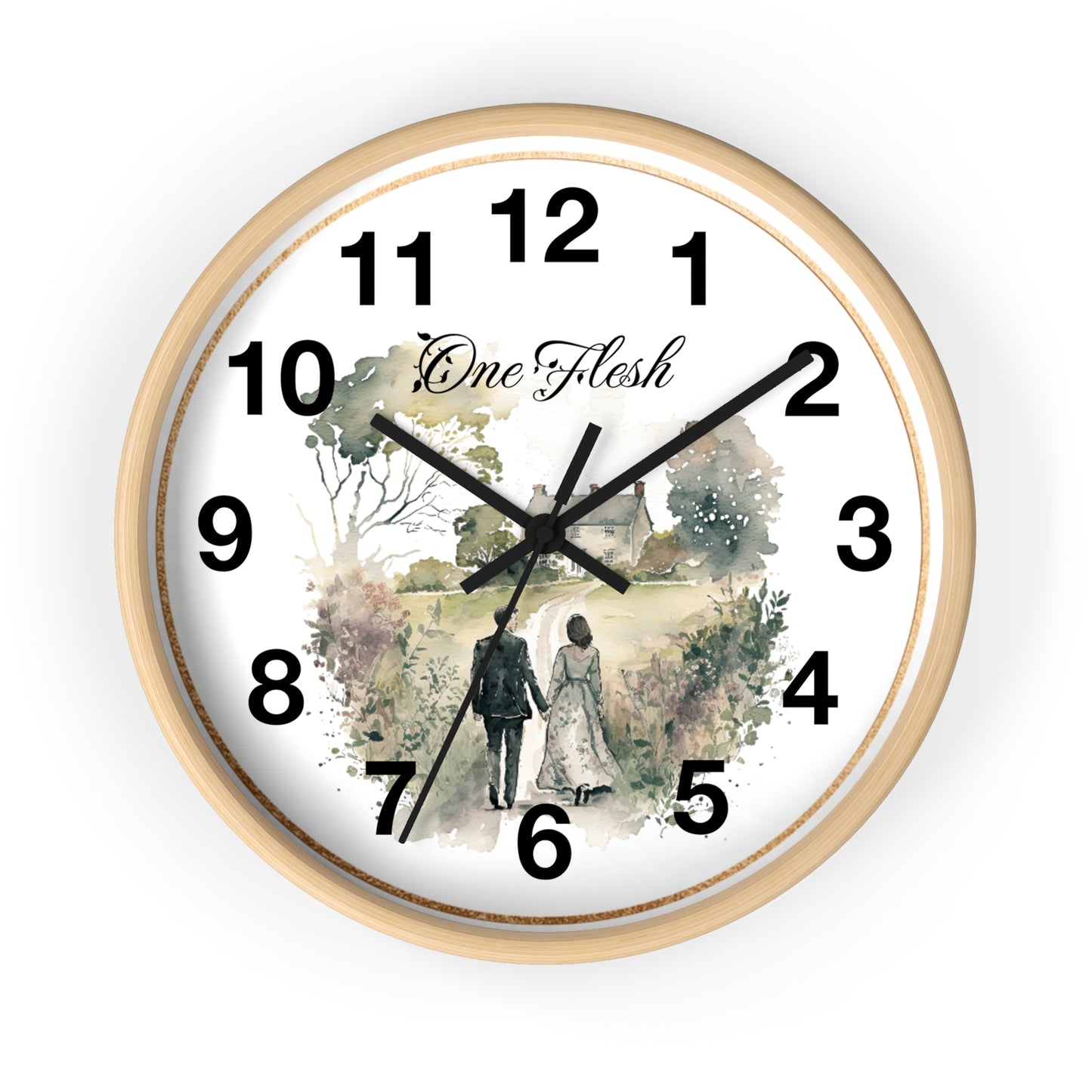 One Flesh Wall Clock, Christian, housewarming, new couple, vintage, wedding,