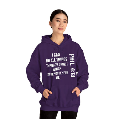All Things Through Christ Philippians 4:13 Unisex Heavy Blend™ Hooded Sweatshirt