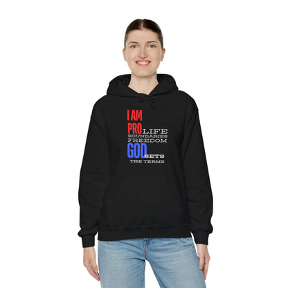 I AM PRO GOD, Unisex Heavy Blend™ Hooded Sweatshirt, life, boundaries, freedom