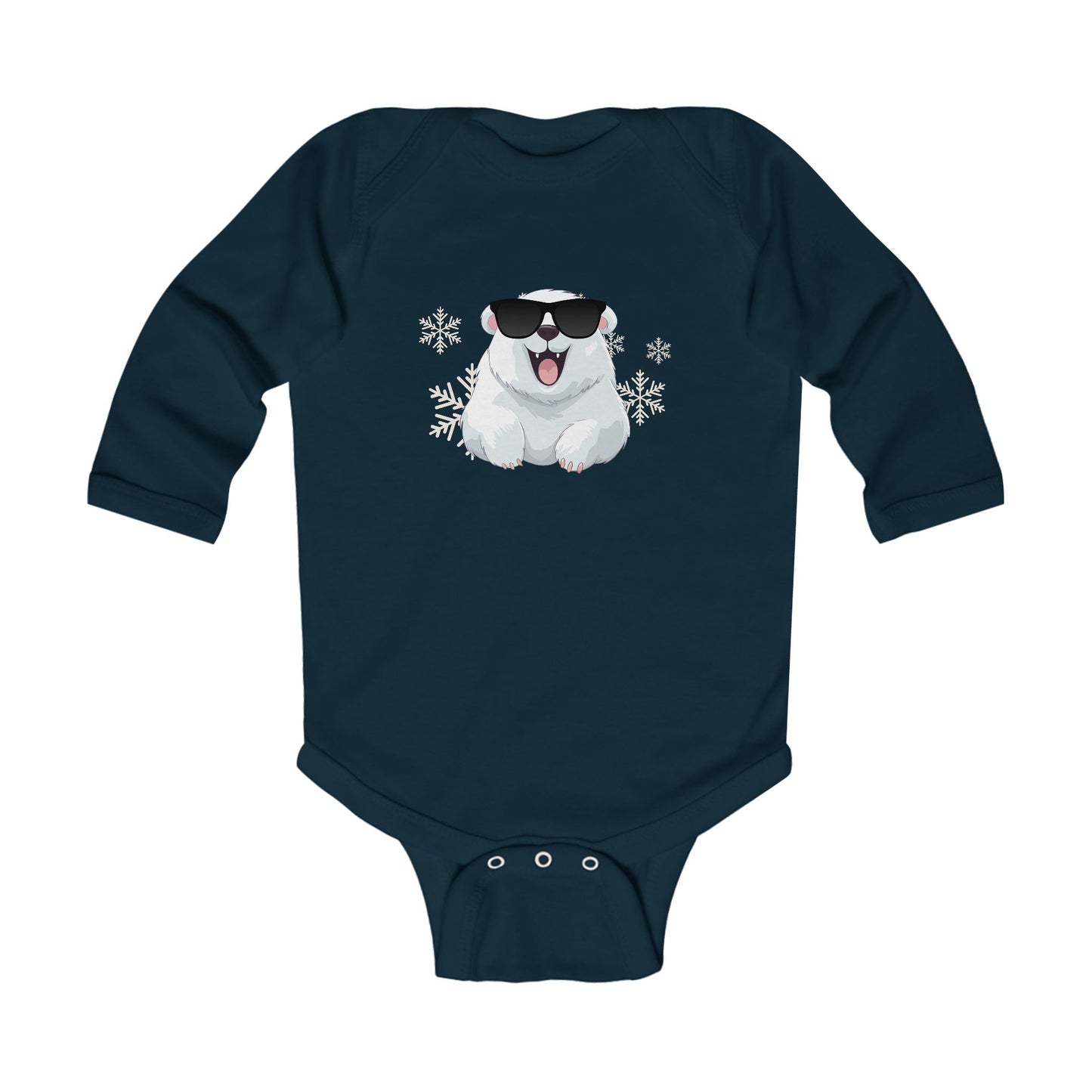 Cool Polar Bear Infant Long Sleeve Bodysuit, Christmas, birthday