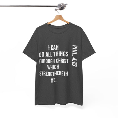 All things through Christ, Unisex Heavy Cotton Tee, Philippians 4:13