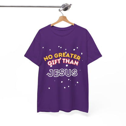 No Greater Gift Than Jesus (Snowfall Multi-Color) Unisex Heavy Cotton Tee