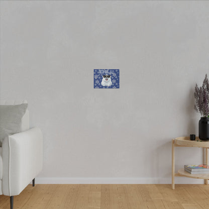 Chill, Polar Bear, Matte Canvas, Stretched 0.75", wall art, snowflakes - blue