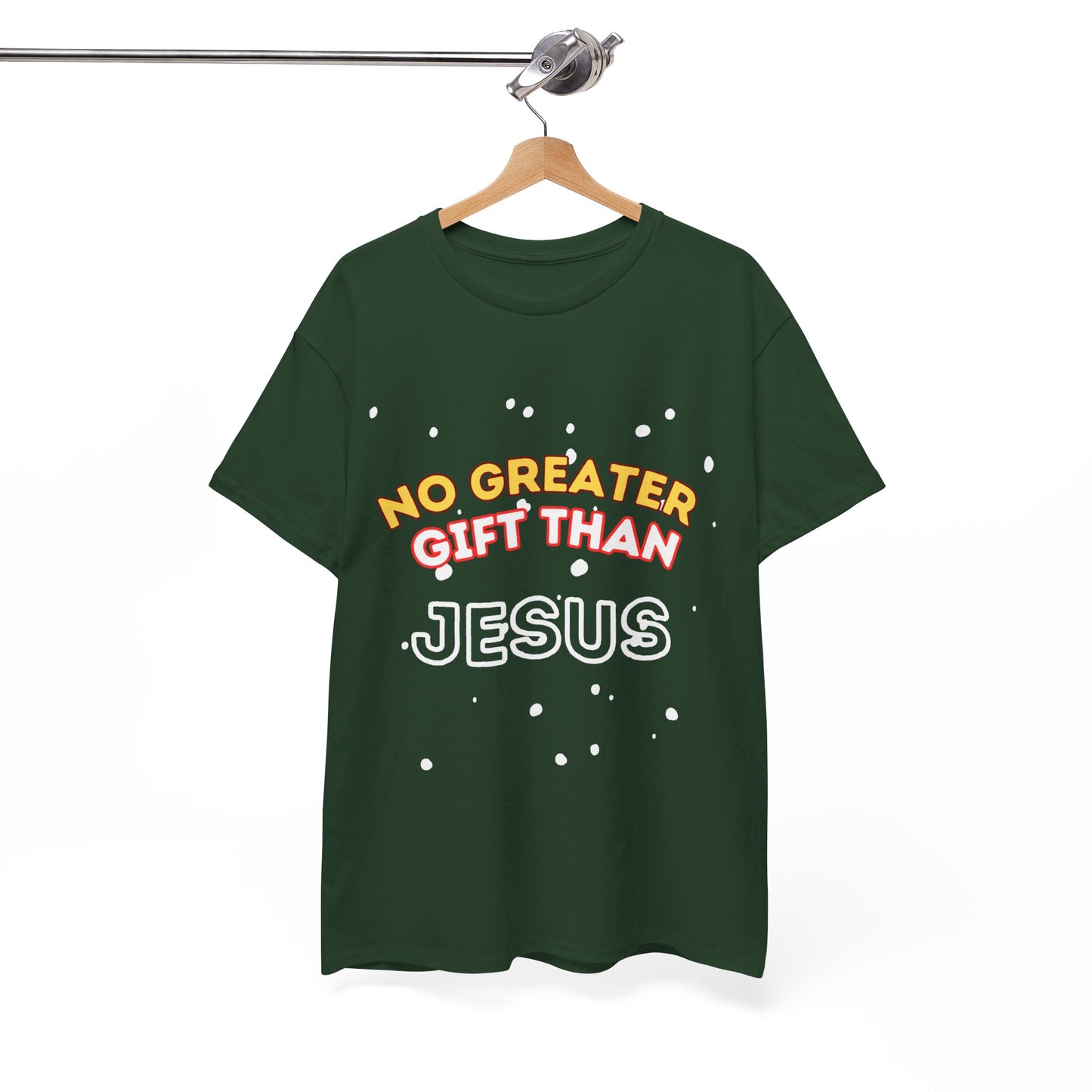No Greater Gift Than Jesus (Snowfall Multi-Color) Unisex Heavy Cotton Tee