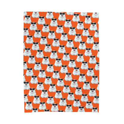 Polar Bear Velveteen Plush Blanket - Orange