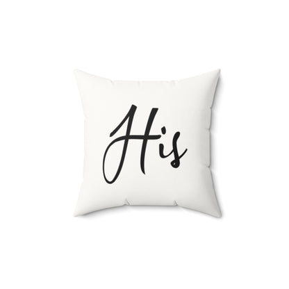 Mr.' Faux Suede Pillow- vintage design, Wedding, Anniversary, ('His' on back)