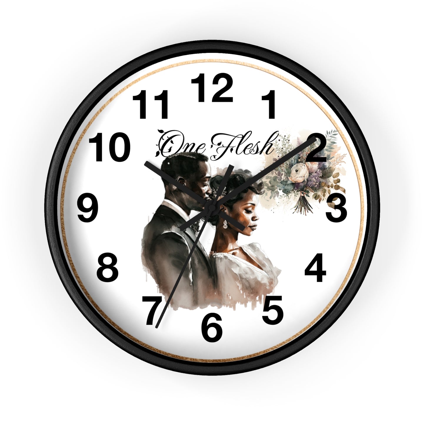 One Flesh Wall Clock, Christian, housewarming, afroamerican, new couple, wedding