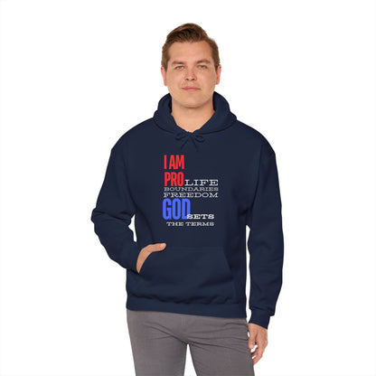 I AM PRO GOD, Unisex Heavy Blend™ Hooded Sweatshirt, life, boundaries, freedom