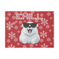 Chill, Polar Bear, Matte Canvas, Stretched 0.75", wall art, snowflakes - red