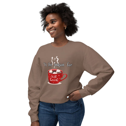 'Tis the Season for Hot Cocoa Unisex Lightweight Crewneck Sweatshirt, Christmas