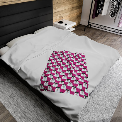 Polar Bear Velveteen Plush Blanket - Pink