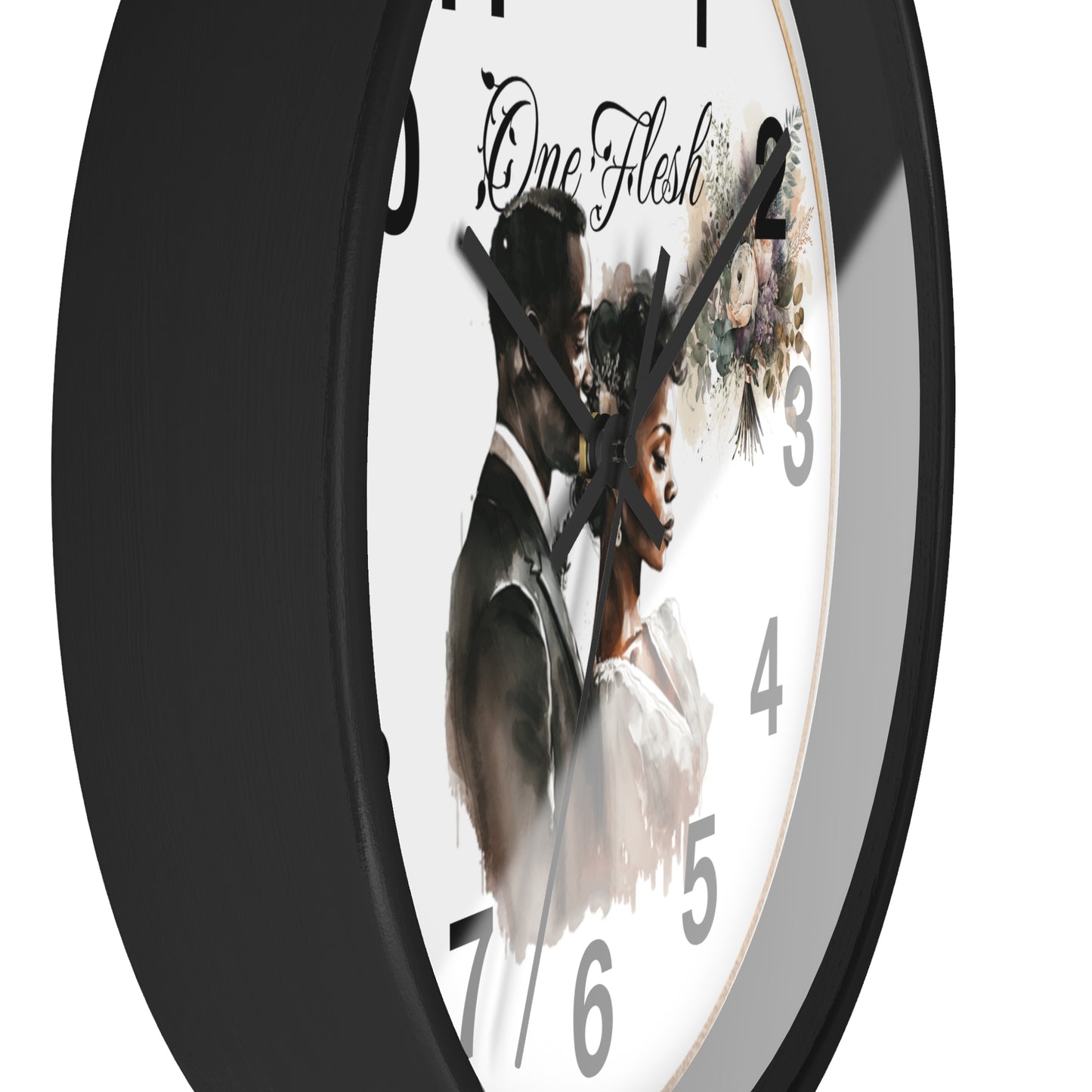 One Flesh Wall Clock, Christian, housewarming, afroamerican, new couple, wedding