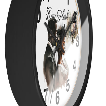 One Flesh Wall Clock, Christian, housewarming, afroamerican, new couple, wedding