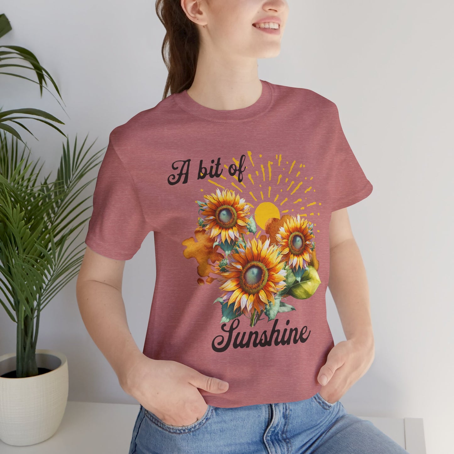 A Bit Of Sunshine Sunflower T-shirt, Bella + Canvas, spring, summer