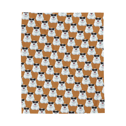 Polar Bear Velveteen Plush Blanket - Light Brown