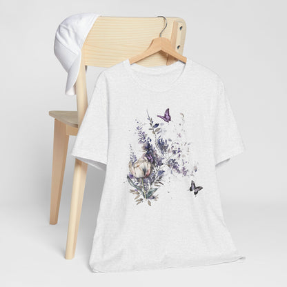 Flowers and Butterflies, Bella + Canvas T-shirt, spring, summer