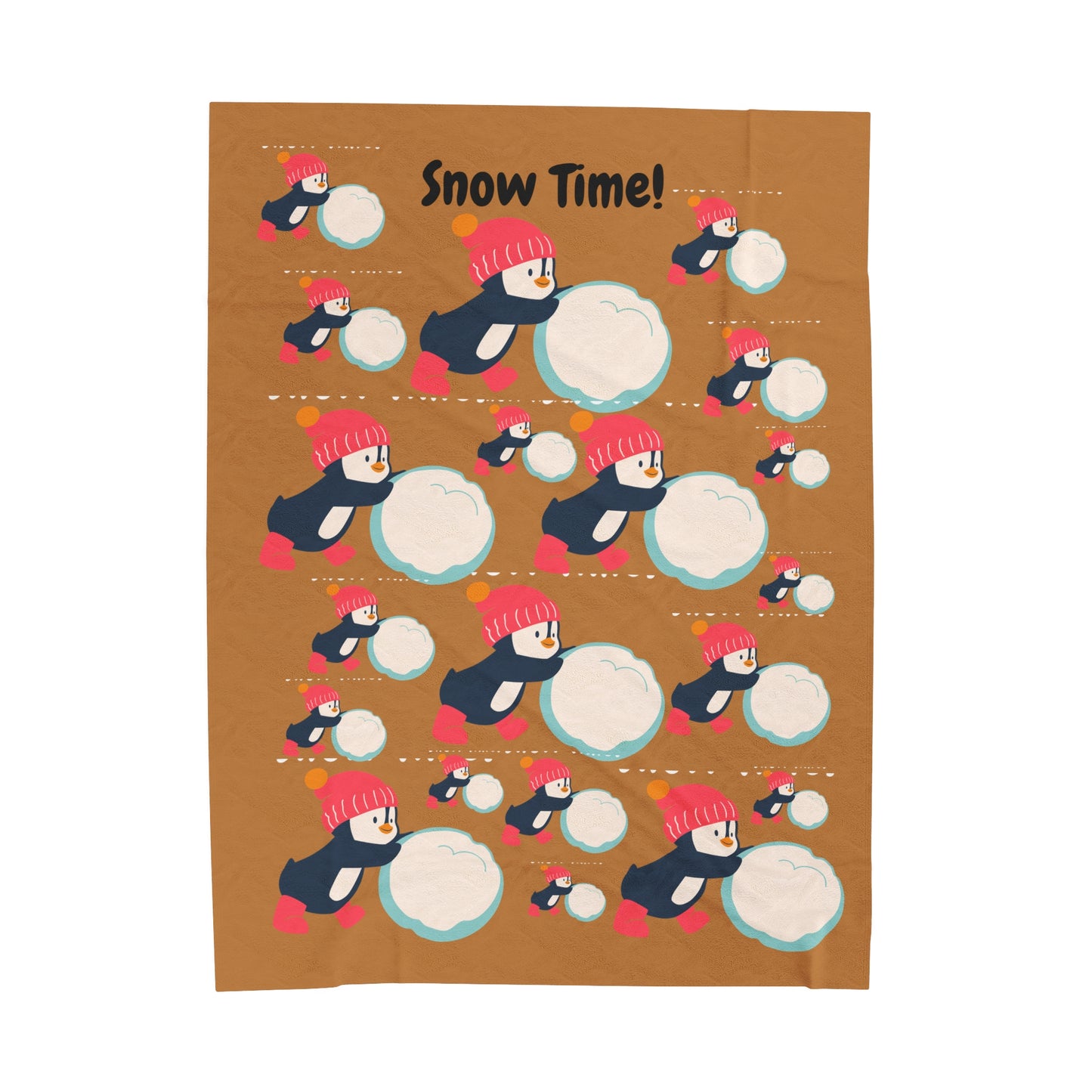 Snow Time Velveteen Plush Blanket - Light brown