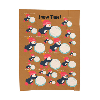 Snow Time Velveteen Plush Blanket - Light brown
