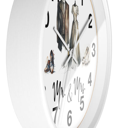 Mr & Mrs Wall Clock, vintage design, new couple, anniversary, housewarming gift