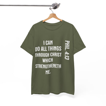 All things through Christ, Unisex Heavy Cotton Tee, Philippians 4:13