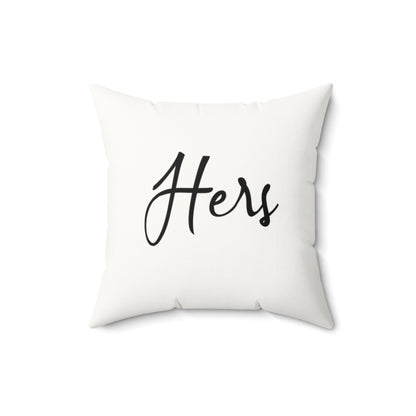 Mrs.' Faux Suede Pillow- vintage design, Wedding, Anniversary, ('Her' on back)