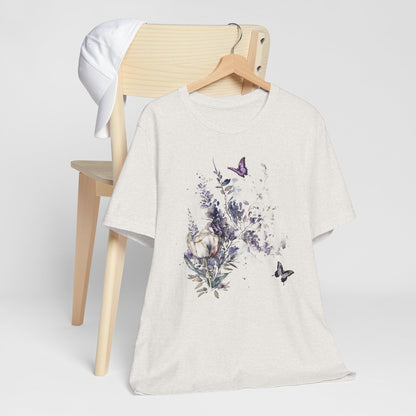 Flowers and Butterflies, Bella + Canvas T-shirt, spring, summer
