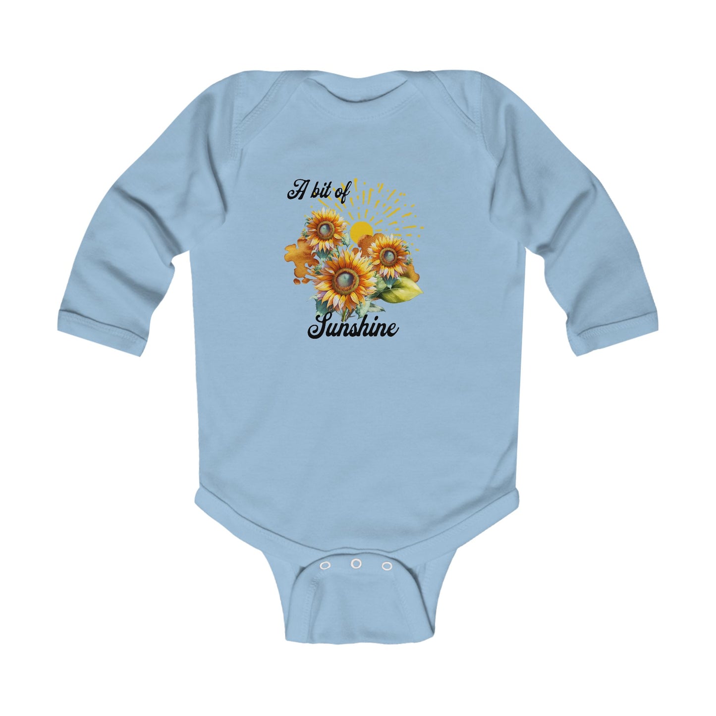 A Little Bit of Sunshine Infant Long Sleeve Bodysuit, sunflower, Christmas,