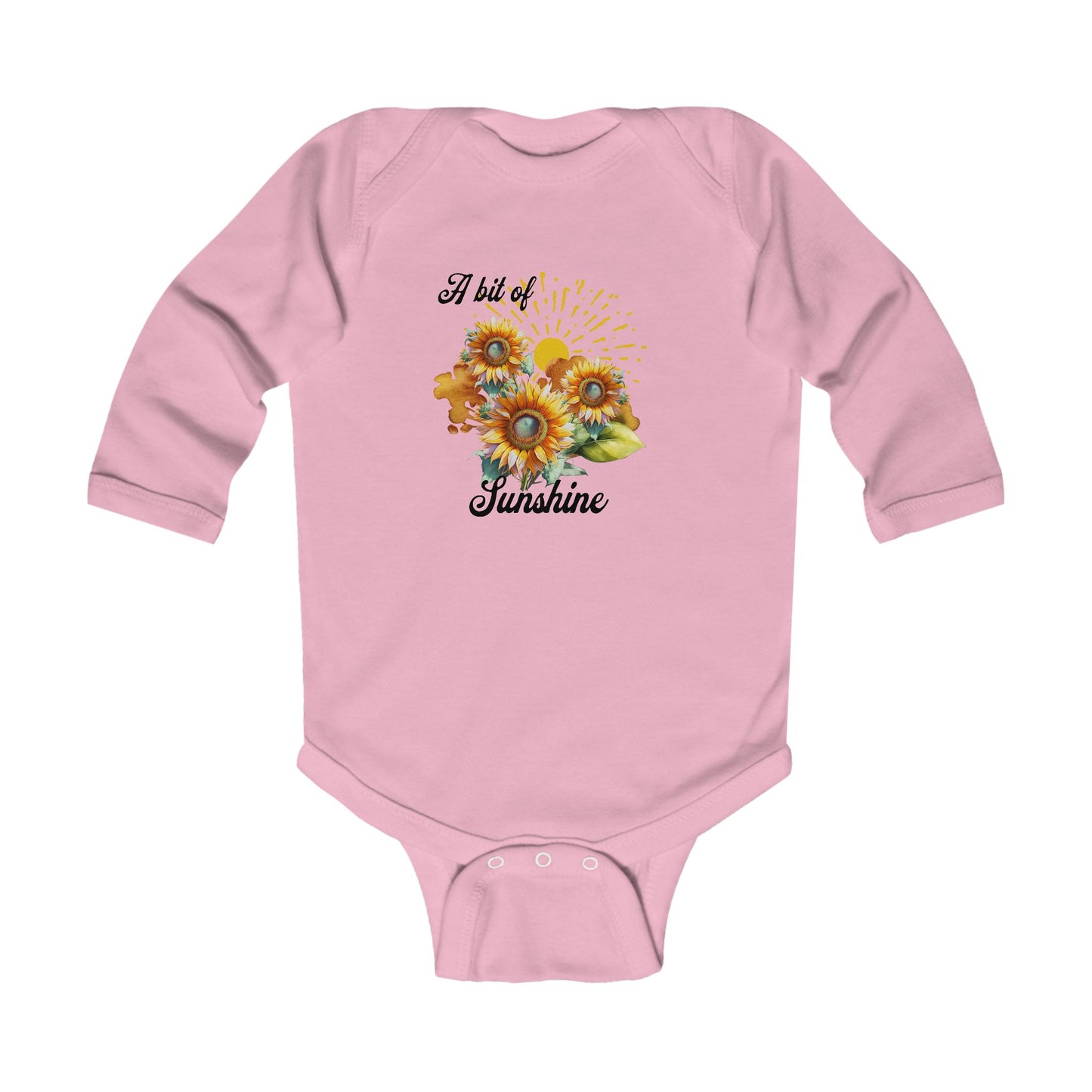 A Little Bit of Sunshine Infant Long Sleeve Bodysuit, sunflower, Christmas,