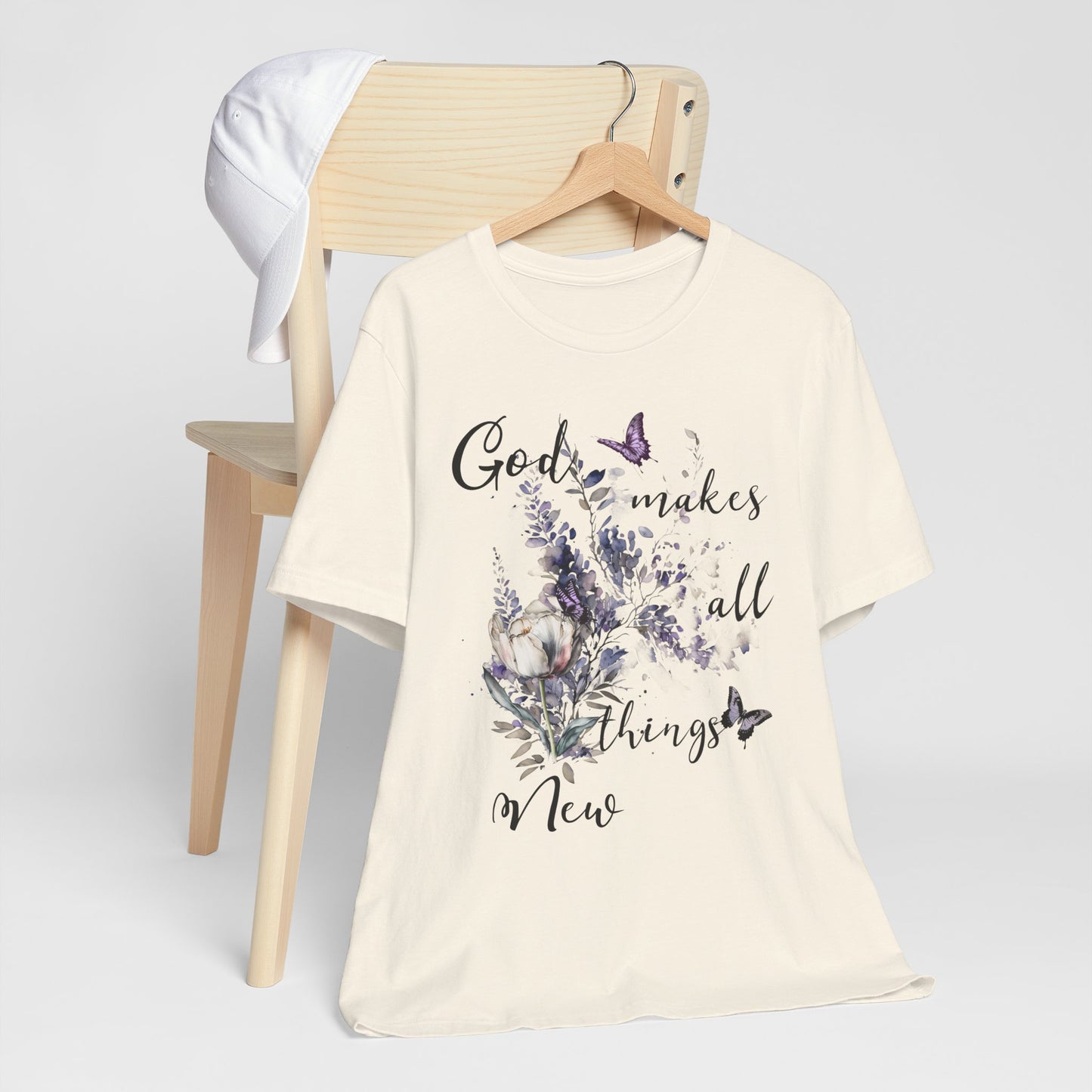 God Makes All Things New Flowers + Butterflies , Bella + Canvas, T-shirt, spring