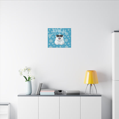 Chill, Polar Bear, Matte Canvas, Stretched 0.75", wall art, snowflakes