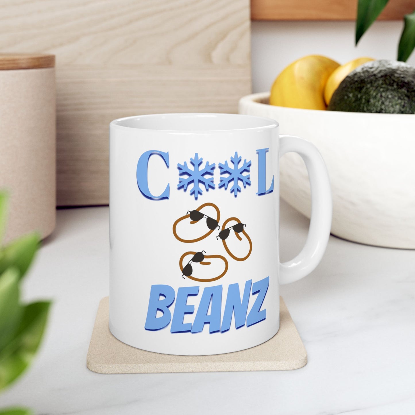 Cool Beanz coffee mug, fun, humorous gift, birthday - white