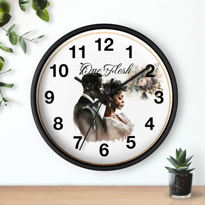 One Flesh Wall Clock, Christian, housewarming, afroamerican, new couple, wedding