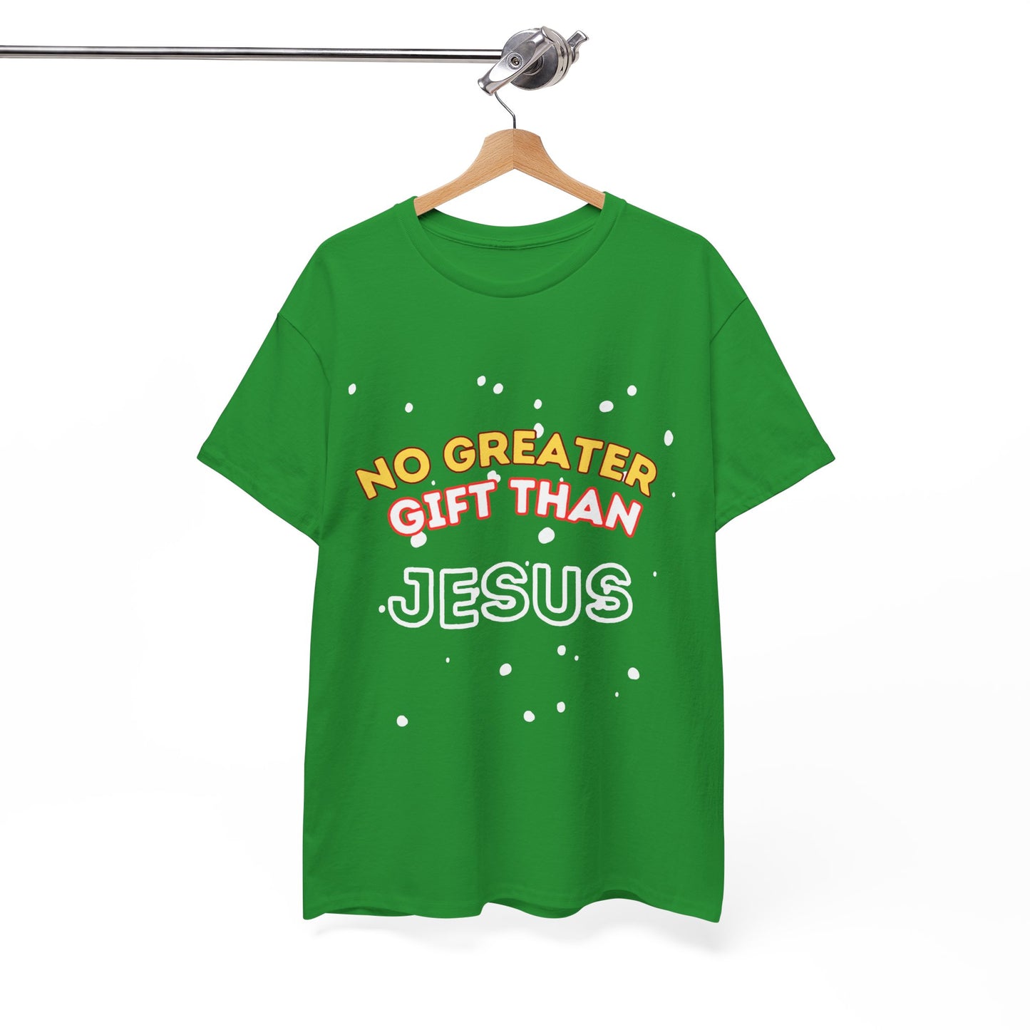 No Greater Gift Than Jesus (Snowfall Multi-Color) Unisex Heavy Cotton Tee