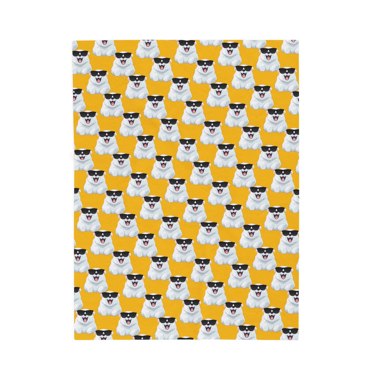 Polar Bear Velveteen Plush Blanket - Yellow