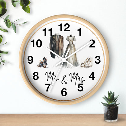 Mr & Mrs Wall Clock, vintage design, new couple, anniversary, housewarming gift