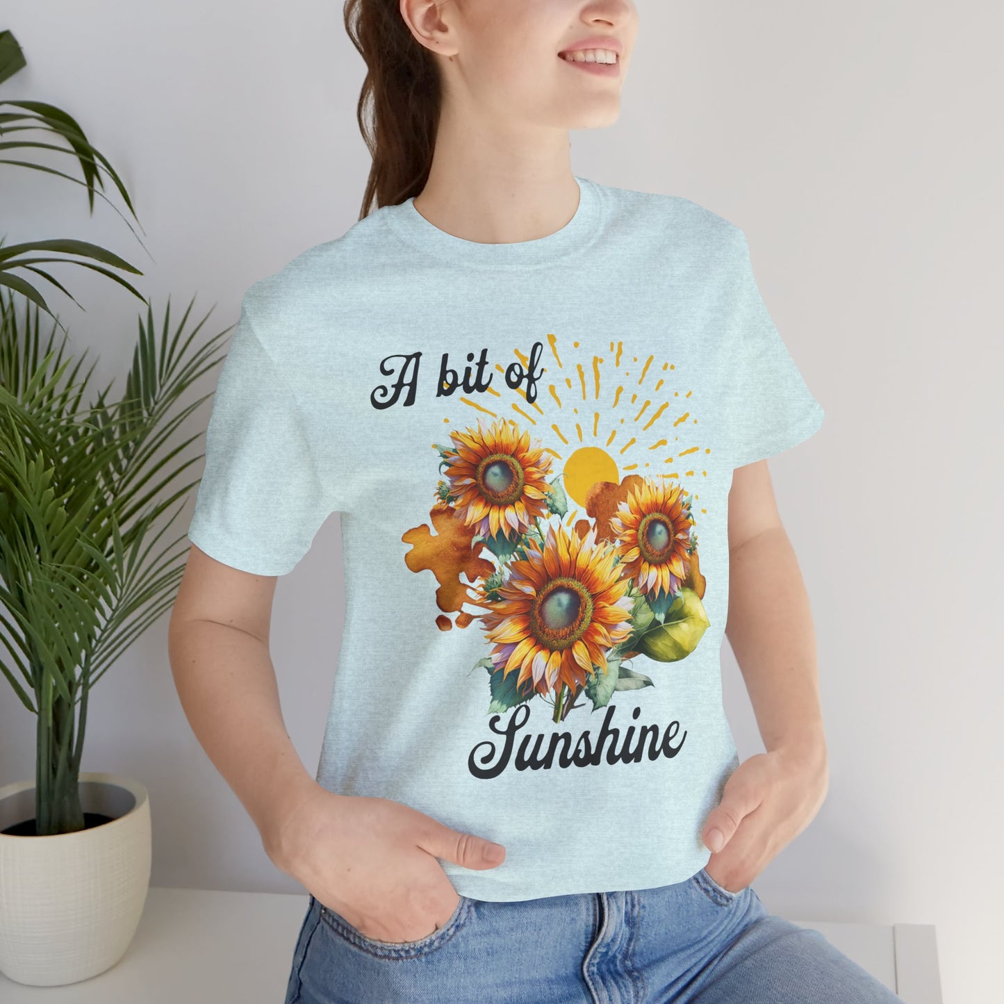 A Bit Of Sunshine Sunflower T-shirt, Bella + Canvas, spring, summer