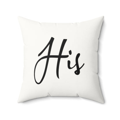 Mr.' Faux Suede Pillow- vintage design, Wedding, Anniversary, ('His' on back)