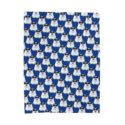 Polar Bear Velveteen Plush Blanket - Dark blue
