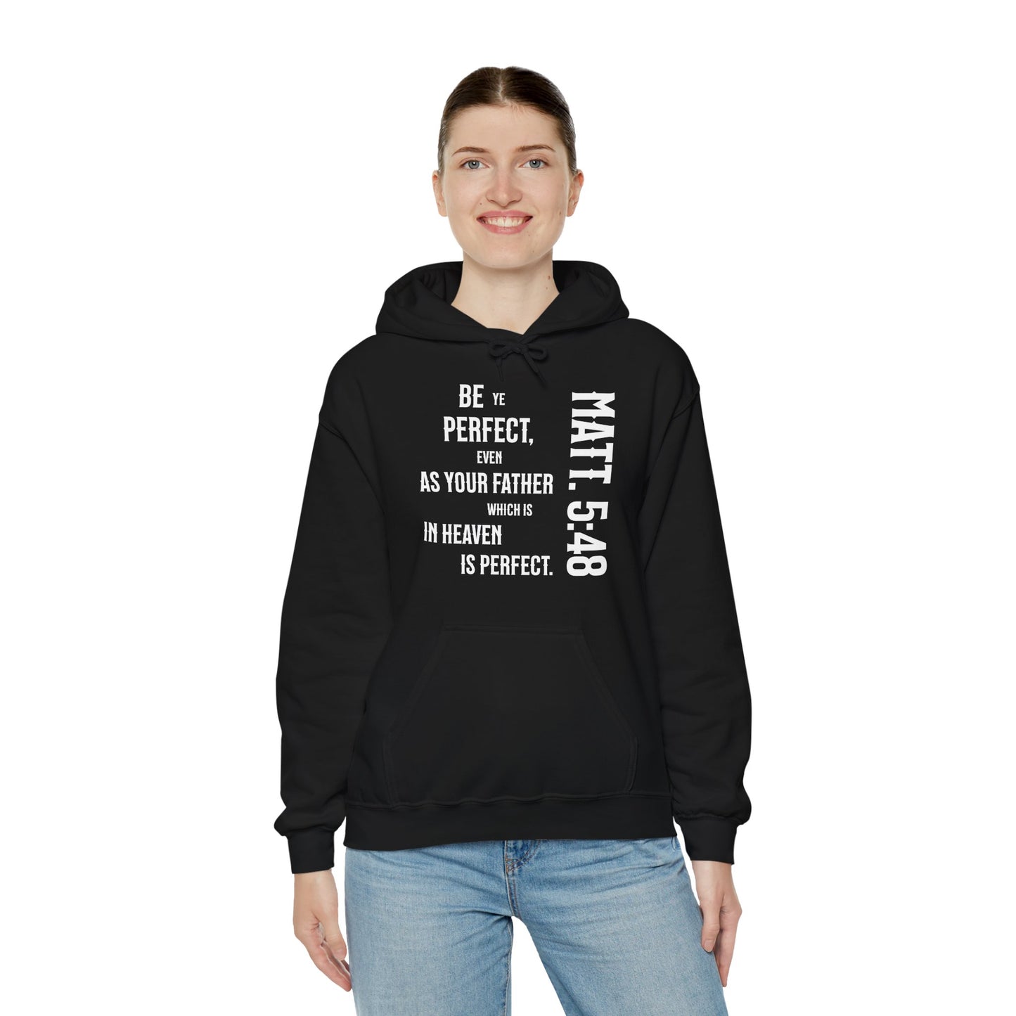 Be Perfect - Matthew 5:48 Unisex Heavy Blend™ Hooded Sweatshirt