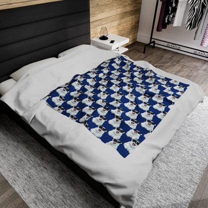 Polar Bear Velveteen Plush Blanket - Dark blue