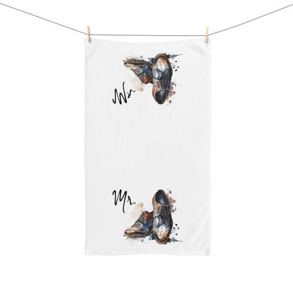 Mr. Hand Towel; new couple, vintage housewarming gift, wedding, shoes