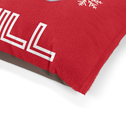 Chill with Polar Bear Pet Bed, Dark Red