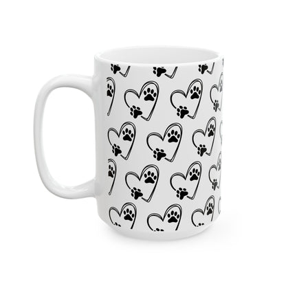Paw Prints Ceramic Mug, (11oz, 15oz), pet lovers