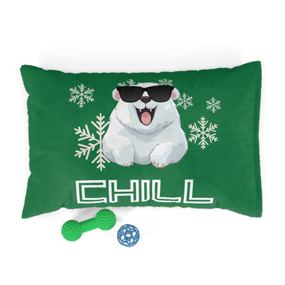Chill with Polar Bear Pet Bed, Dark Green